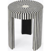 Rimma Side Table in Black Wood & Bone Inlay