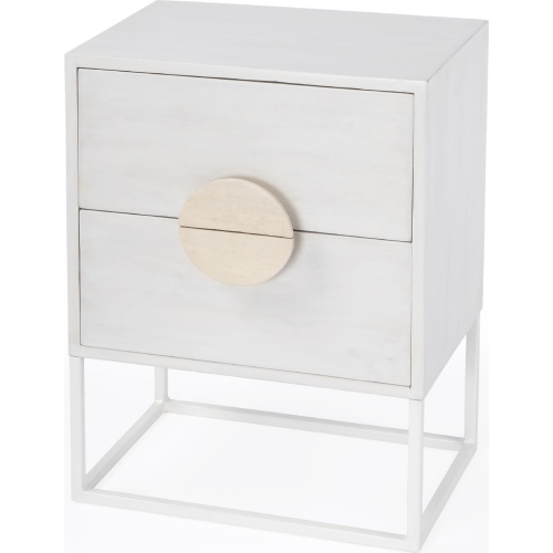 Lennasa 2 Drawer End Table in White Wood