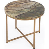 Giovanniya Side Table in Green & Brown Marble & Gold