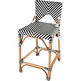 Creanly Counter Stool in Rattan with Black & White Poly