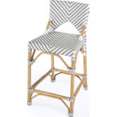Creanly Counter Stool in Rattan with Gray & White Poly