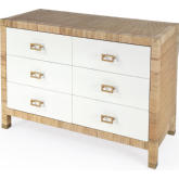 Corfu 6 Drawer Double Dresser in Natural Raffia