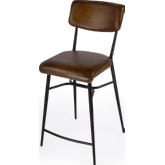 Odessa Square Counter Stool in Brown Leather