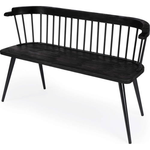 Tempe 51.25" Spindle Back Bench in Mango Wood & Black Iron