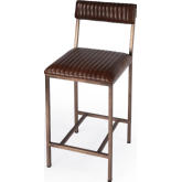 Houston 24" Counter Stool in Brown Leather & Black Iron