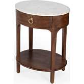 Ellen Nightstand in White Marble & Wood