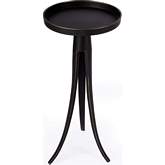 Monique 24"H Pedestal Side Table in Black Aluminum