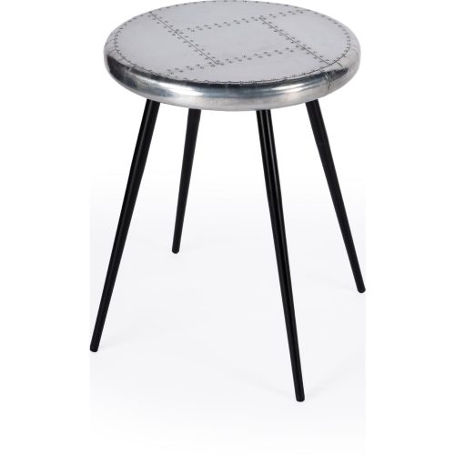 Yeager Aviator Accent Side Table in Silver Metal