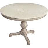 Danielle 44" Round Pedestal Dining Table in Off White Marble & Washed Gray Wood