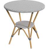 Tobias Outdoor 30" Round Bistro Table in Black & White PE Rattan & Rattan Color Aluminum