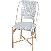 Tobias Outdoor Dining Chair in White, Baby Blue Dot & Natural Rattan