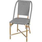 Tobias Outdoor Dining Chair in Gray, White Dot & Natural Rattan