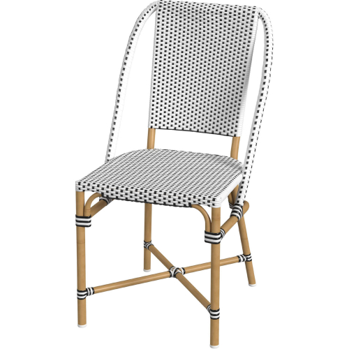 Tobias Outdoor Dining Chair in Black & White PE Rattan & Rattan Color Aluminum