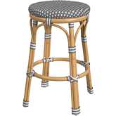 Tobias Outdoor Backless Counter Stool in Gray, White & Natural Rattan