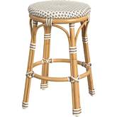 Tobias Outdoor Counter Stool in Beige & White PE Rattan & Rattan Color Aluminum