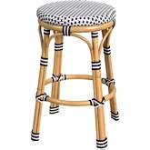 Tobias Outdoor Counter Stool in Black & White PE Rattan & Rattan Color Aluminum