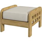 Monhegan Outdoor Ottoman in Light Teak & Ivory Sunbrella Fabric