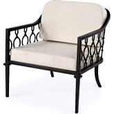 Southport Outdoor Lounge Chair in Black Iron & Ivory Sunbrella Fabric