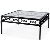 Southport Outdoor Coffee Table in Black Iron & Glass
