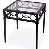 Southport Outdoor End Table in Black Iron & Glass