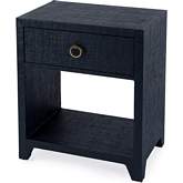 Bar Harbor 1 Drawer Nightstand in Navy Blue Raffia