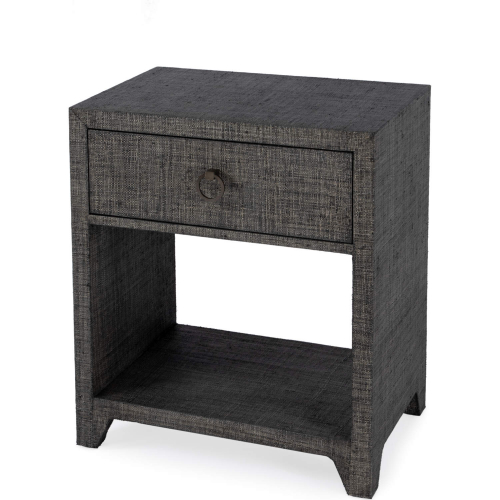 Bar Harbor 1 Drawer Nightstand in Charcoal Gray Raffia