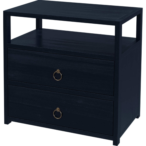 Lark 2 Drawer Nightstand in Navy Blue Finish Wood