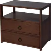 Lark 28" 2 Drawer Nightstand w/ Shelf in Distressed Brown Wood