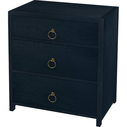 Lark 3 Drawer Nightstand in Navy Blue Finish Wood