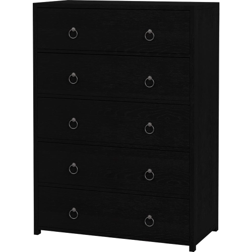 Lark 36" 5 Drawer Chest in Distressed Washed Black Wood