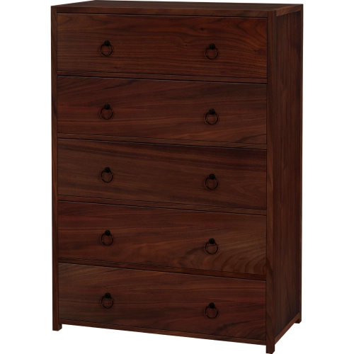 Lark 36" 5 Drawer Chest in Distressed Brown Wood