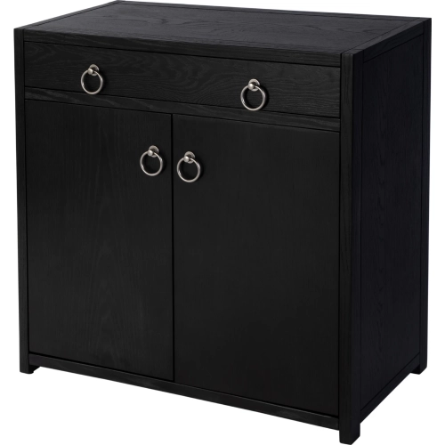 Lark 31" Accent Cabinet w/ 1 Drawer & 2 Doors in Distressed Washed Black Finish Wood
