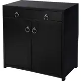Lark 31" Accent Cabinet with 1 Drawer & 2 Doors in Distressed Washed Black Finish Wood