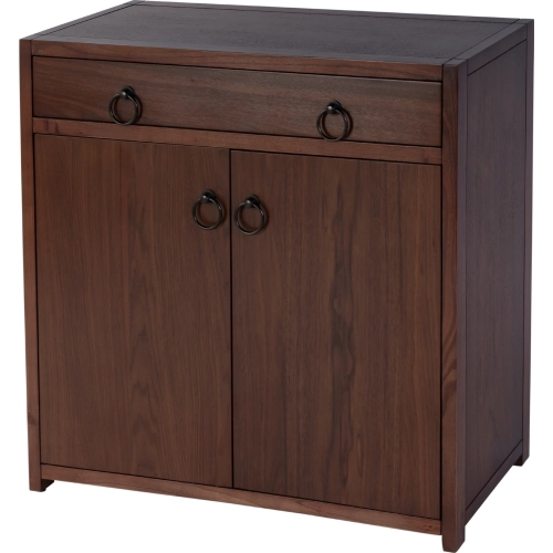 Lark 31" Accent Cabinet w/ 1 Drawer & 2 Doors in Distressed Brown Finish Wood