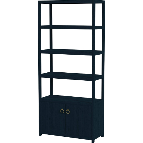 Lark 4 Tier Etagere Bookcase in Navy Blue Finish Wood