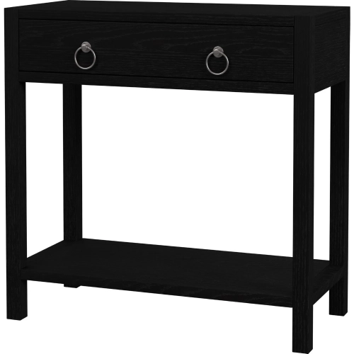Lark 30" 1 Drawer Nightstand w/ Lower Shelf in Distressed Washed Black Finish Wood