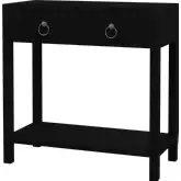 Lark 30" 1 Drawer Nightstand with Lower Shelf in Distressed Washed Black Finish Wood
