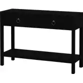 Lark 44" 2 Drawer Console Table with Shelf in Distressed Washed Black Wood
