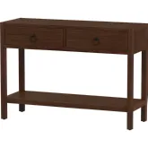 Lark 44" 2 Drawer Console Table w/ Open Shelf in Distressed Walnut Brown Wood