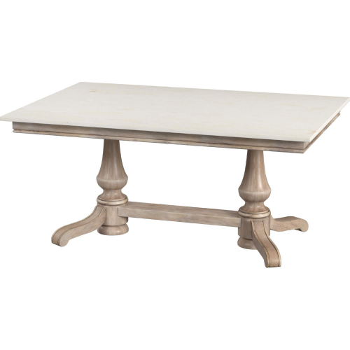 Danielle 66" Dining Table in Off White Marble & Washed Tan Wood