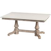 Danielle 66" Dining Table in Off White Marble & Washed Tan Wood