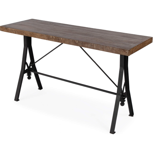 Croyden 56" Trestle Console Table in Brown Finish Mango Wood & Iron