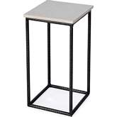 Mabel Side Table in White Marble & Hammered Black Iron