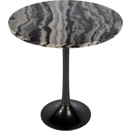 Paxton Round Side Table in Gray Multicolor Marble & Gray Metal