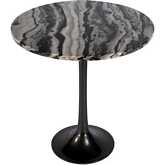 Paxton Round Side Table in Gray Multicolor Marble & Gray Metal
