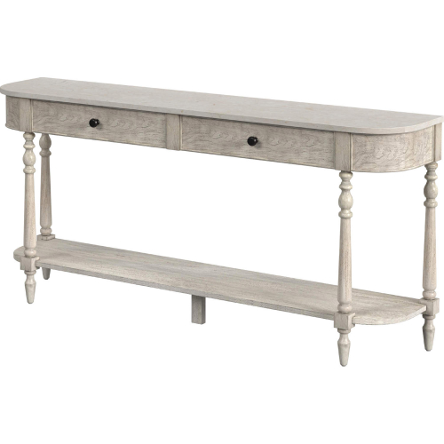 Danielle 65" 2 Drawer Console Table in Off White Marble & Rustic Gray Wood