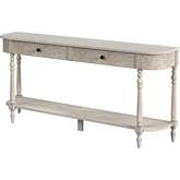 Danielle 65" 2 Drawer Console Table in Off White Marble & Rustic Gray Wood