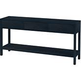 Lark 65" 3 Drawer Console Table in Navy Blue Finish Wood
