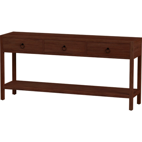 Lark 65" 3 Drawer Console Table with Shelf in Distressed Brown Wood