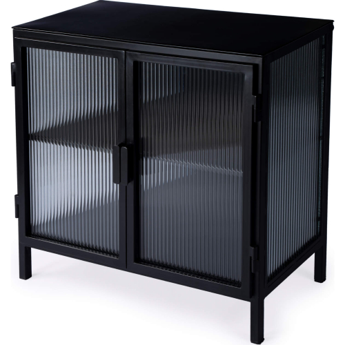 Hoxton Accent Cabinet in Black Iron & Ribbed Glass